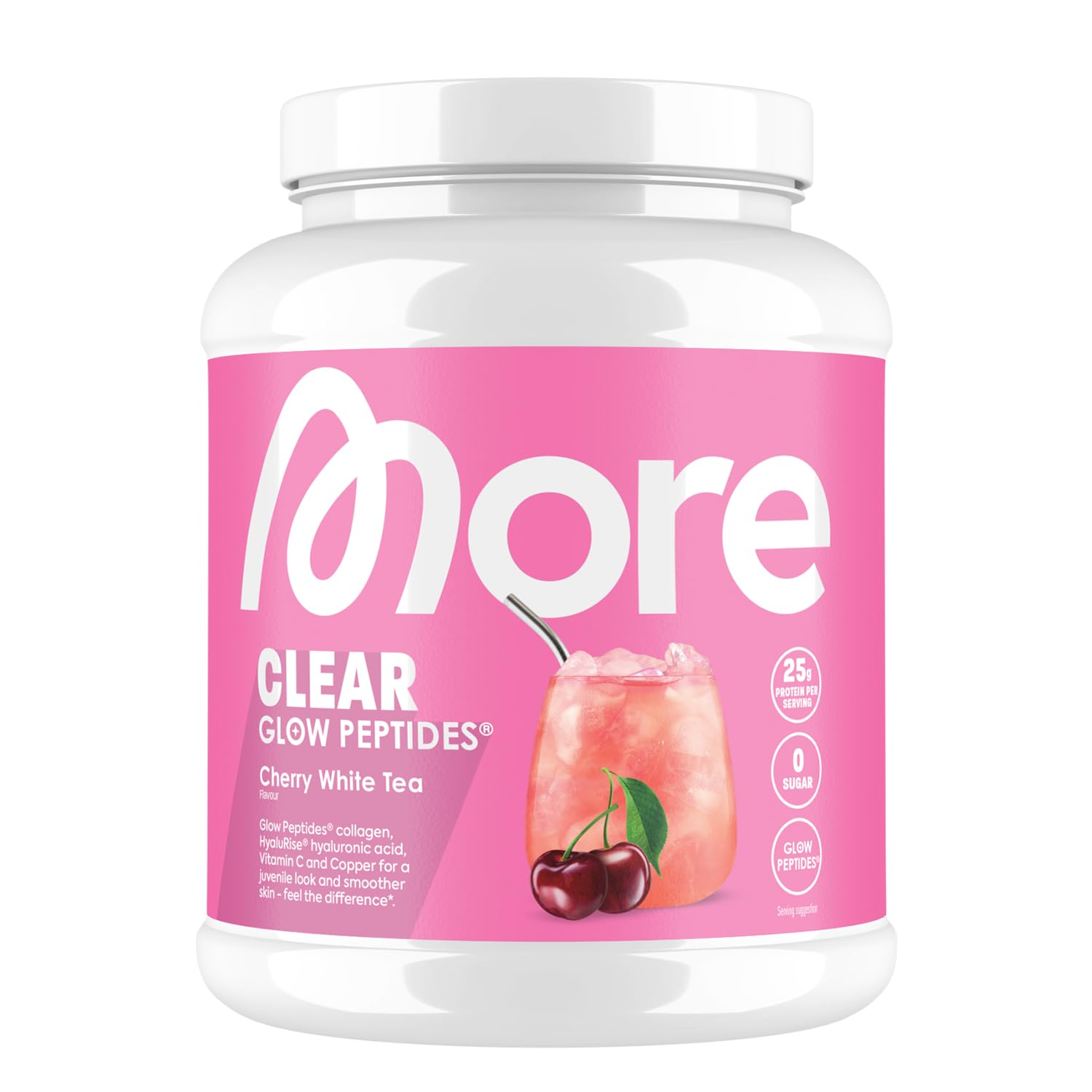MORE Clear Glow Peptides, Wassermelone, 600 g, unterstützt Muskeln, Haut, Gelenke, Sehnen und Bänder - made in Germany