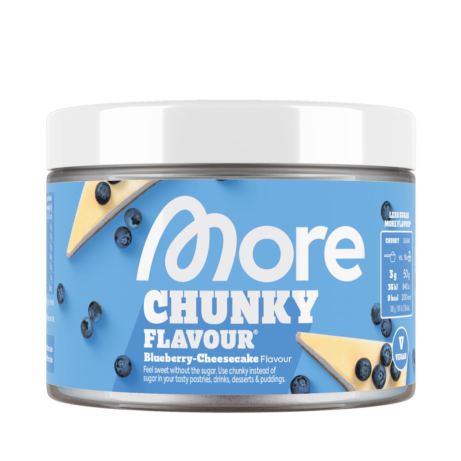 MORE Chunky Flavour, Vanilla Perfection, 150 g, vegan, Geschmackspulver zum Süßen, ohne viel Zucker und Kalorien, mit Inulin und Laktase - made in Germany