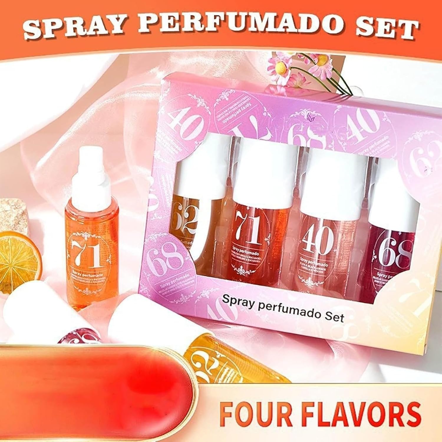 4er Set Damen Parfum Body Spray - 90 ml Fruity Duft - Lang anhaltender Duftnebel für Körper & Haar - Hautpflegendes Aerosol