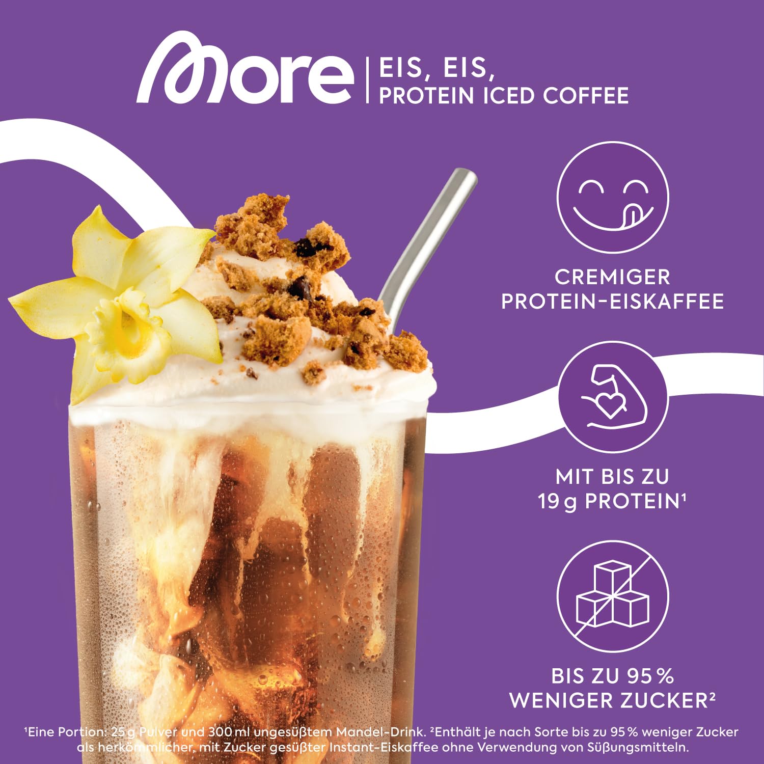 MORE Proteinbundle aus More Protein Sahne, 600g und Protein Iced Coffee, 500g, Vanilla Chocolate Chip Cookie, Whey Konzentrat Casein Mix und Eiskaffee mit wertvollen Proteinen - made in Germany